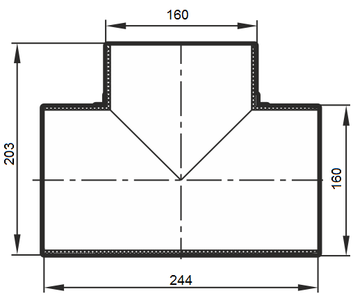 Тройник Т-образный ERA 16ТП d160 мм пластиковый